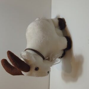 Vintage Kamar mountain billy goat approx 8" plush with bell white brown